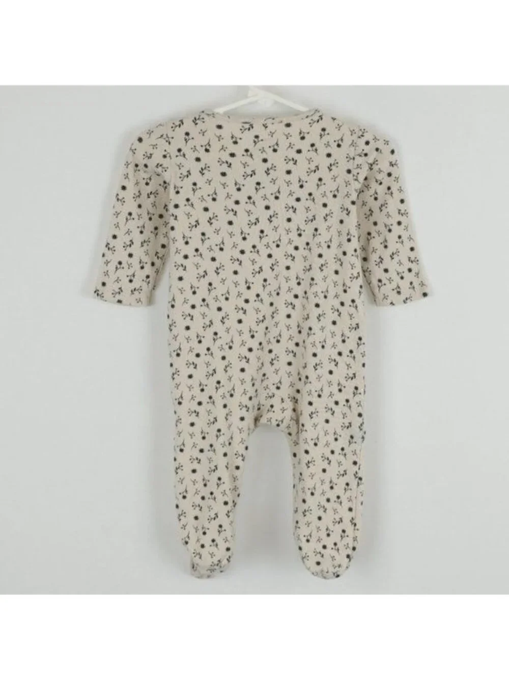 Carter's Infant Size 9 Months Tan Black Cotton Floral Dual Zip Footie Pajamas